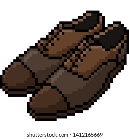 vector pixel art leather shoe isolated cartoon