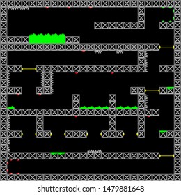 Vector pixel art level labyrinth acid for game app web and advertise