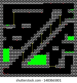 Vector pixel art level laser ladder for game app web and advertise