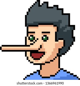 vector pixel art liar isolated cartoon