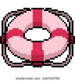 vector pixel art life buoy isolated cartoon