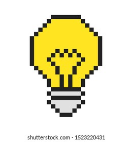 Vector pixel art. Lightbulb and idea for games and web. Vector illustration.