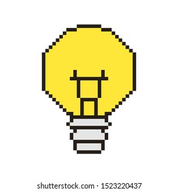 Vector pixel art. Lightbulb and idea for games and web. Vector illustration.