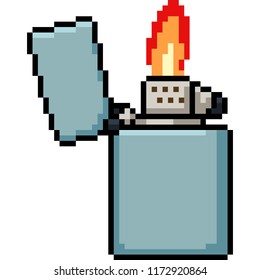 vector pixel art lighter isolated cartoon
