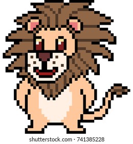 vector pixel art lion isolated