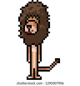 vector pixel art lion thin isolated cartoon