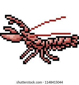 vector pixel art lobster isolated cartoon
