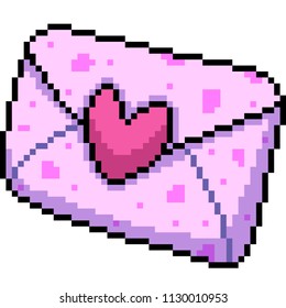 Vector Pixel Art Love Envelope Isolated Cartoon