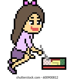 vector pixel art lunch box