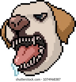 vector pixel art mad dog isolated cartoon