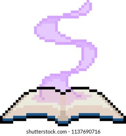 vector pixel art magic book isolated cartoon