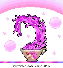 vector pixel art of magic fantasy drink