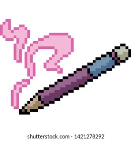 vector pixel art magic pencil isolated cartoon