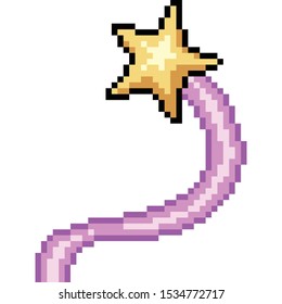 vector pixel art magic star isolated cartoon