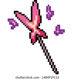 vector pixel art magic wand isolated cartoon