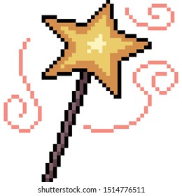 Vector Pixel Art Magic Wand Isolated Cartoon