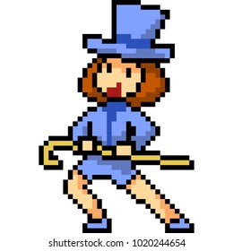 vector pixel art magician girl isolated