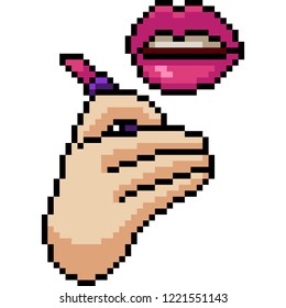 vector pixel art make up isolated cartoon