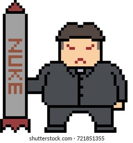 vector pixel art man hold nuke isolated