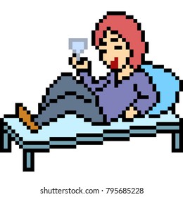 vector pixel art man lying chill isolated