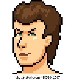 vector pixel art man portrait isolated cartoon