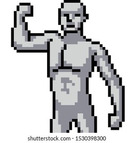 vector pixel art man sculpture isolated cartoon