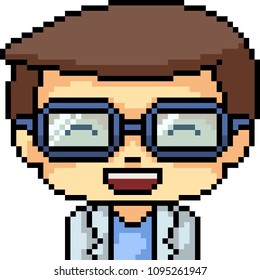 vector pixel art man smile isolated cartoon