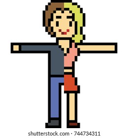 vector pixel art man woman isolated