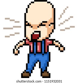 vector pixel art man yell isolated cartoon