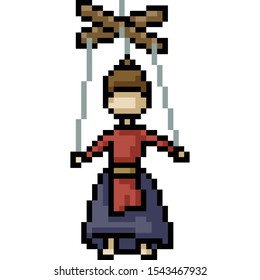 vector pixel art marionette isolated cartoon
