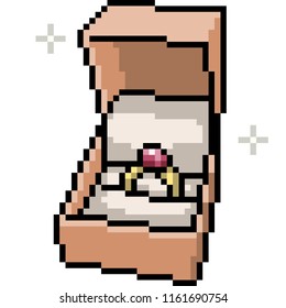 vector pixel art marriage ring isolated cartoon
