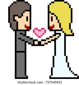 vector pixel art marry isolated