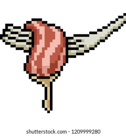 vector pixel art meat shabu isolated cartoon