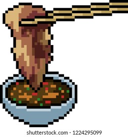 vector pixel art meat shabu isolated cartoon