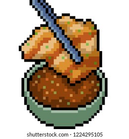 vector pixel art meat shabu isolated cartoon