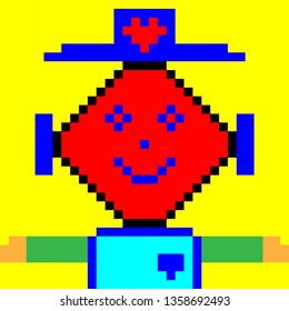 vector pixel art mechanic robot isolated
