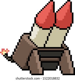 vector pixel art missile isolated cartoon