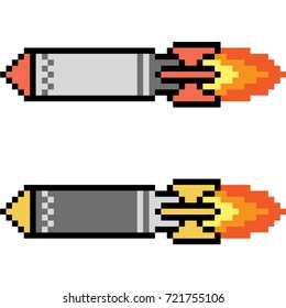 vector pixel art missile isolated
