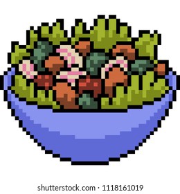 vector pixel art mix salad isolated cartoon