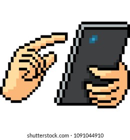 vector pixel art mobile phone using isolated cartoon