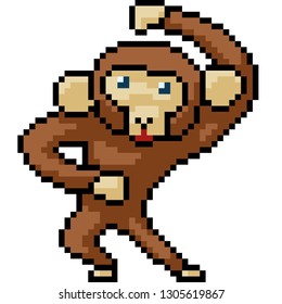 vector pixel art monkey isolated cartoon