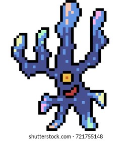 Vector Pixel Art Monster Coral Isolated