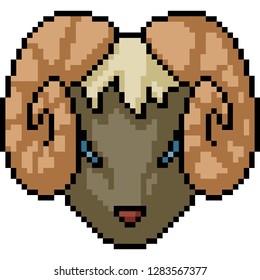 vector pixel art monster head isolated cartoon