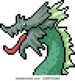 vector pixel art monster head isolated cartoon
