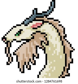 vector pixel art monster head isolated cartoon