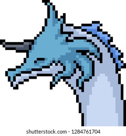 vector pixel art monster head isolated cartoon