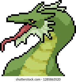 vector pixel art monster head isolated cartoon