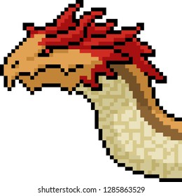 vector pixel art monster head isolated cartoon