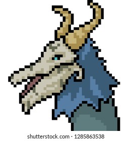 vector pixel art monster head isolated cartoon