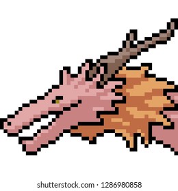 vector pixel art monster head isolated cartoon